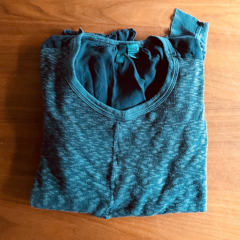 Anthropologie Left of Center Slub Knit Tee in GRAY, VGUC